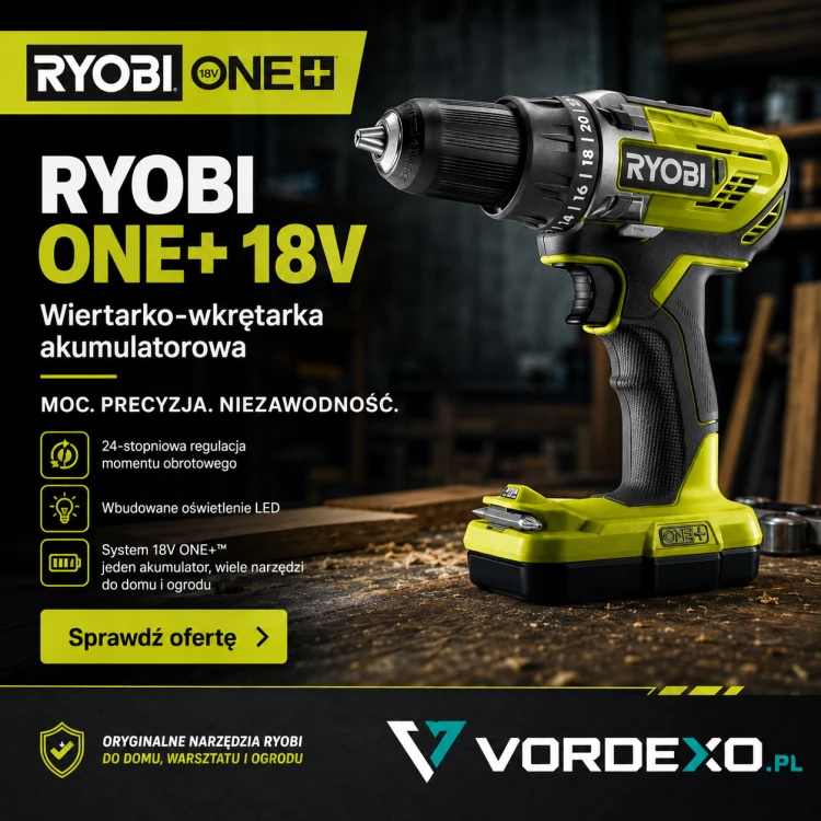 Wiertarko-wkrętarka RYOBI R18DD3-0 18 V z uchwytem 13 mm