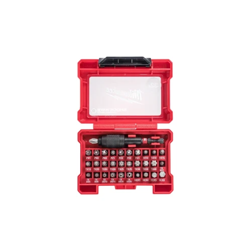 Milwaukee 4932464240 SHOCKWAVE IMPACT DUTY zestaw 32 bitów udarowych 1_4 cala z uchwytem 73 mm w kasecie-Photoroom.webp