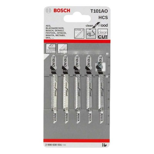 Bosch T101AO Clean for Wood brzeszczoty do wyrzynarki do drewna 83 mm 5 sztuk