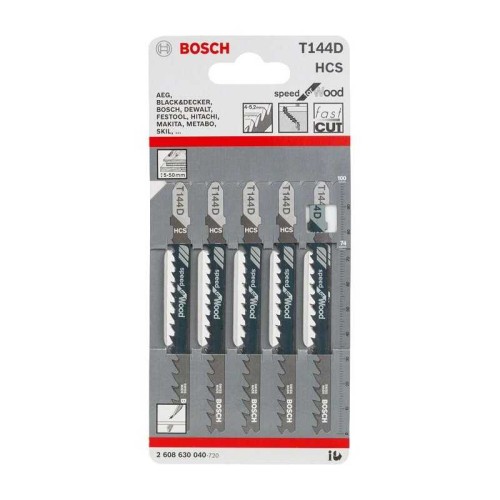 Bosch T144D Speed for Wood brzeszczoty do wyrzynarki do szybkiego cięcia drewna 100 mm 5 sztuk