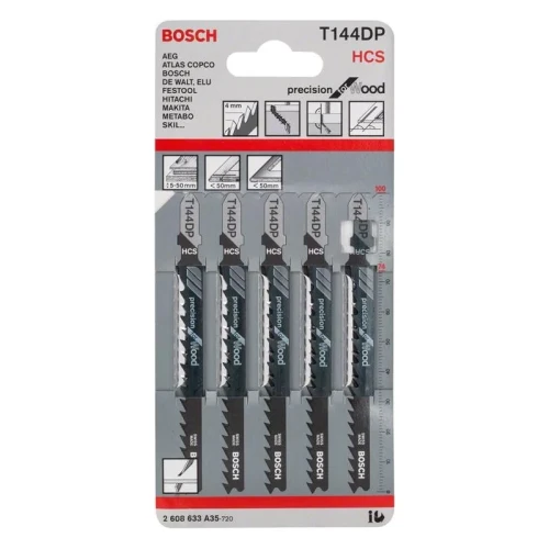 Bosch T144DP PRO Wood Precise brzeszczoty do wyrzynarki do drewna 100 mm 5 sztuk