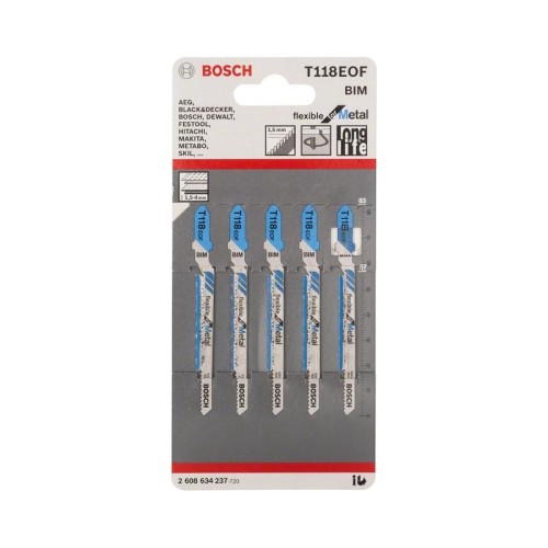 Bosch T118EOF PRO Metal Curve brzeszczoty do wyrzynarki do cienkiej blachy 83 mm 5 sztuk