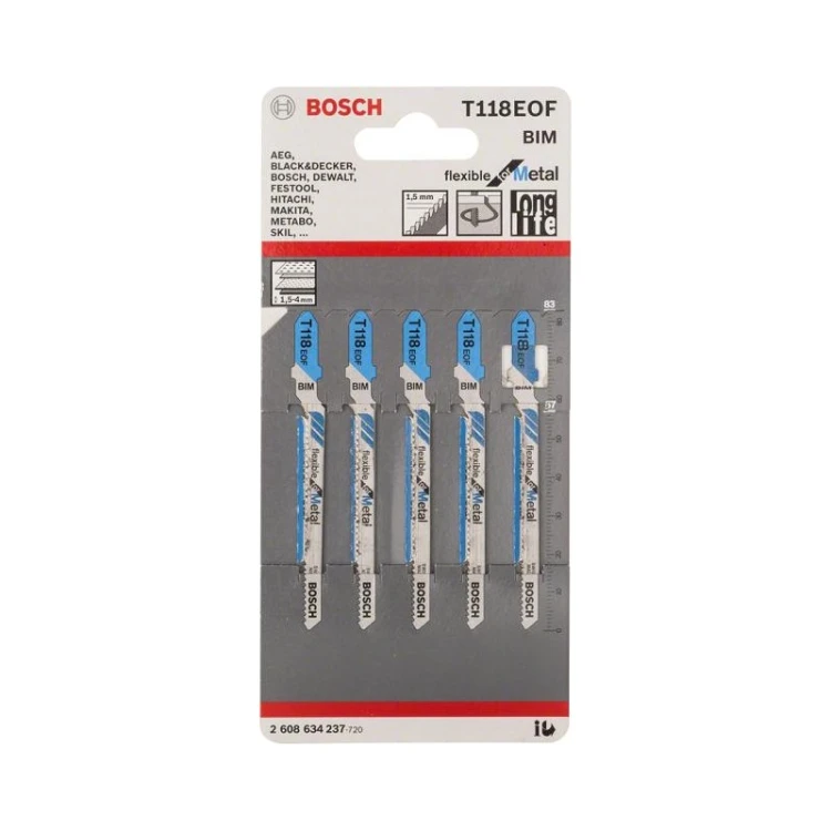 Bosch T118EOF PRO Metal Curve brzeszczoty do wyrzynarki do cienkiej blachy 83 mm 5 sztuk