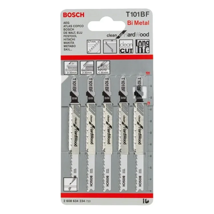 Bosch T101BF PRO Hardwood Clean brzeszczoty do wyrzynarki do twardego drewna 100 mm 5 sztuk