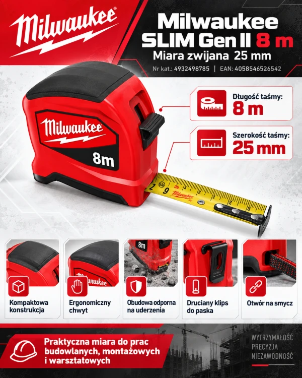 Milwaukee SLIM Gen II — miara budowlana.png