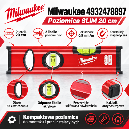 Milwaukee SLIM 20 cm – poziomica magnetyczna.png