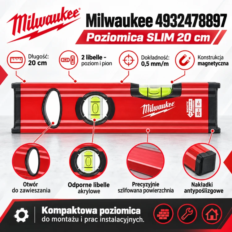 Milwaukee SLIM 20 cm – poziomica magnetyczna.png