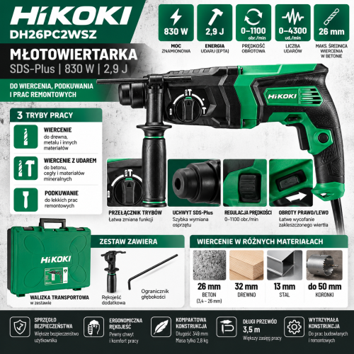Infografika młotowiertarki HiKOKI DH26PC2WSZ.png