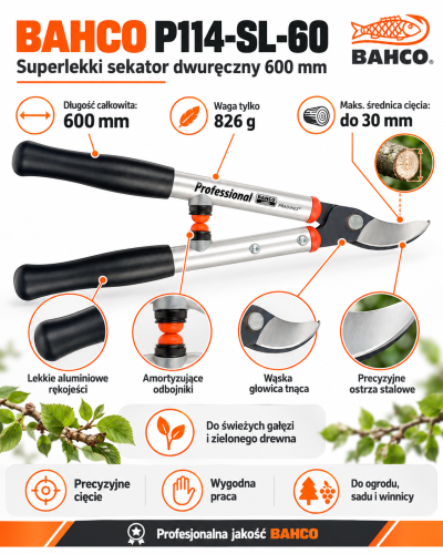 Profesjonalny sekator BAHCO P114-SL-60.png