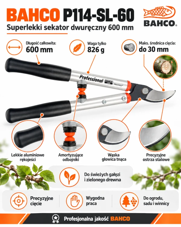 Profesjonalny sekator BAHCO P114-SL-60.png