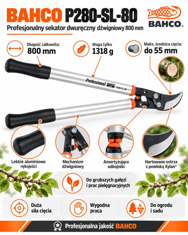 Profesjonalny sekator Bahco P280-SL-80.png