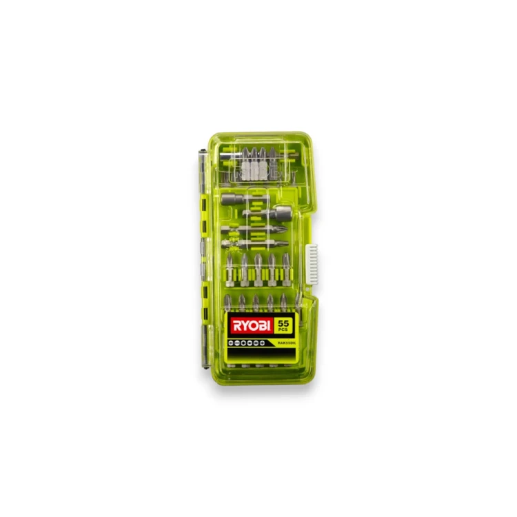 RYOBI RAK55DK zestaw 55 bitów i nasadek PH PZ TORX HEX z uchwytem magnetycznym w plastikowej kasecie.-Photoroom.webp