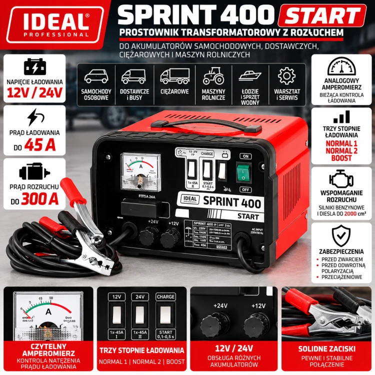 Profesjonalny prostownik Sprint 400 Start.png