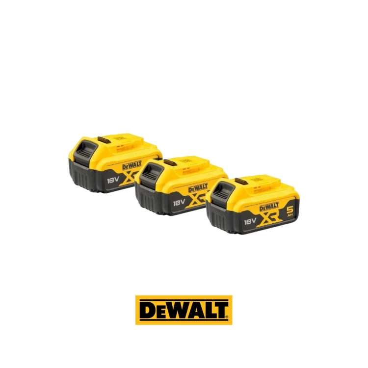 DeWalt DCB184P3-XJ zestaw trzech akumulatorów XR 18V 5,0 Ah Li-Ion ze wskaźnikiem naładowania LED-Photoroom.webp
