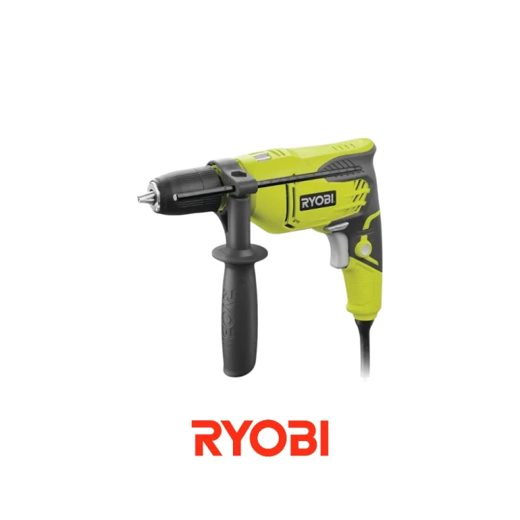 RYOBI RPD500-G wiertarka udarowa sieciowa 500 W z uchwytem bezkluczykowym 13 mm i dodatkową rękojeścią GripZone-Photoroom.webp