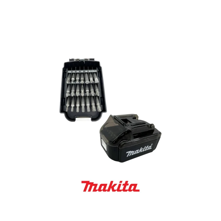 Makita E-13546 zestaw 21 bitów wkrętakowych 50 mm PH PZ TORX HEX SL w etui w kształcie akumulatora.webp
