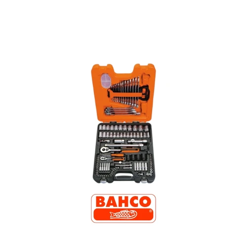 BAHCO S108 zestaw narzędzi 108 elementów z kluczami nasadowymi 1_4 i 1_2, grzechotkami oraz kluczami płasko-oczkowymi w walizce.-Photoroom.webp