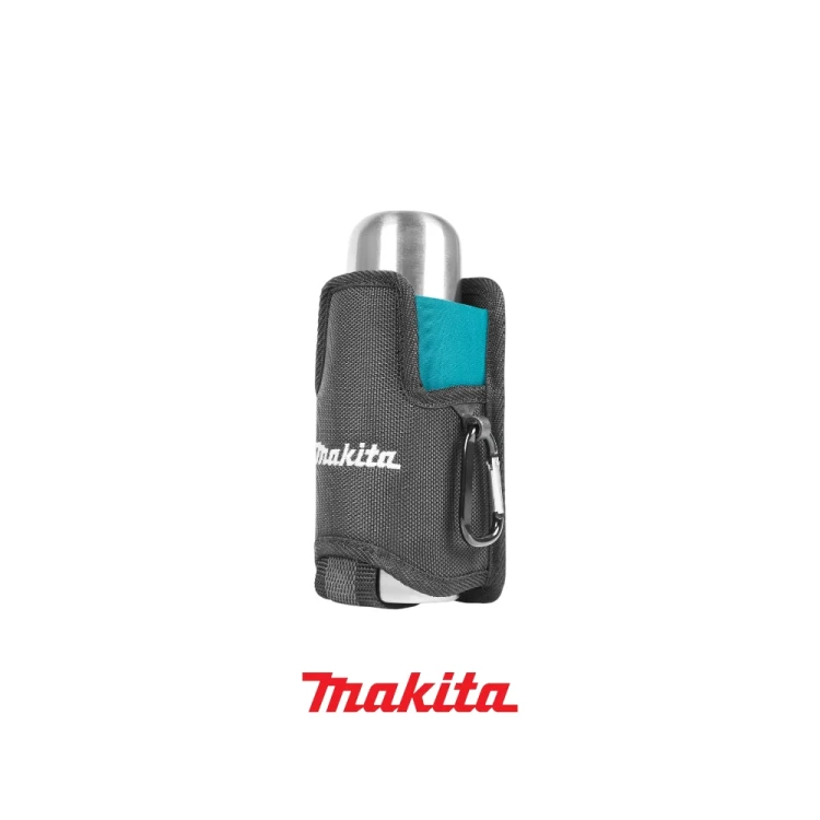 Makita E-15562 stalowy termos 330 ml z pokrowcem i uchwytem na pasek, karabińczykiem oraz wygrawerowanym logo Makita.-Photoroom.webp