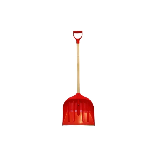 Duża plastikowa łopata do śniegu 45 cm czerwona z aluminiową listwą i drewnianym trzonkiem 135 cm-Photoroom.webp