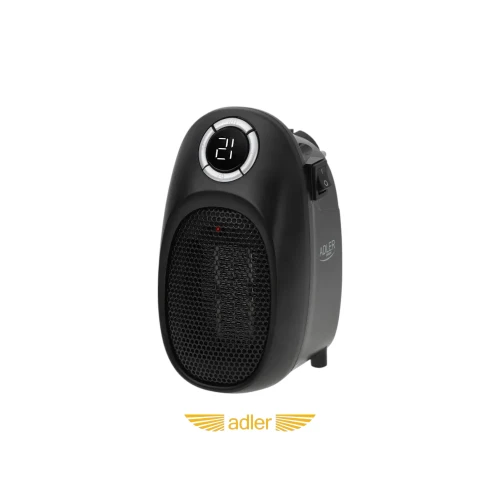 Termowentylator gniazdkowy Adler AD 7726 czarny z ceramicznym elementem grzewczym, termostatem i wyświetlaczem LED.-Photoroom.webp