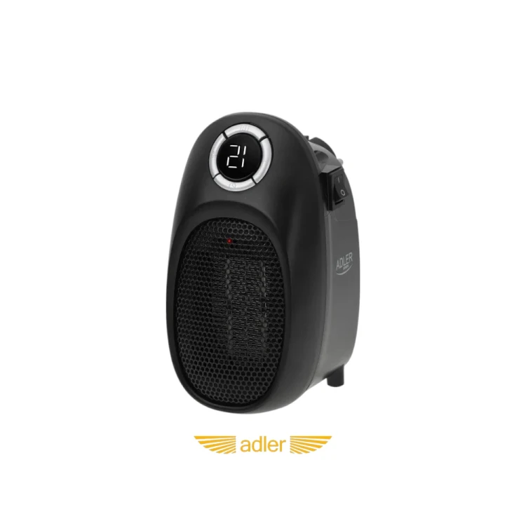 Termowentylator gniazdkowy Adler AD 7726 czarny z ceramicznym elementem grzewczym, termostatem i wyświetlaczem LED.-Photoroom.webp