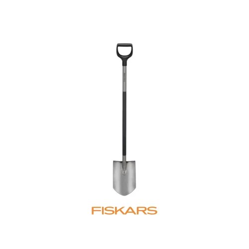 Szpadel ostry Fiskars Ergonomic 1067511 szary 125 cm z metalowym trzonkiem i uchwytem D-Photoroom.webp