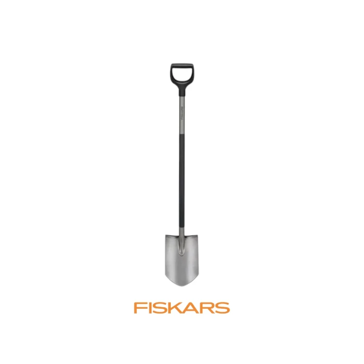 Szpadel ostry Fiskars Ergonomic 1067511 szary 125 cm z metalowym trzonkiem i uchwytem D-Photoroom.webp