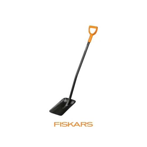 Łopata piaskowa Fiskars Solid 1066718 czarna 127 cm z metalowym trzonkiem i uchwytem D-Photoroom.webp