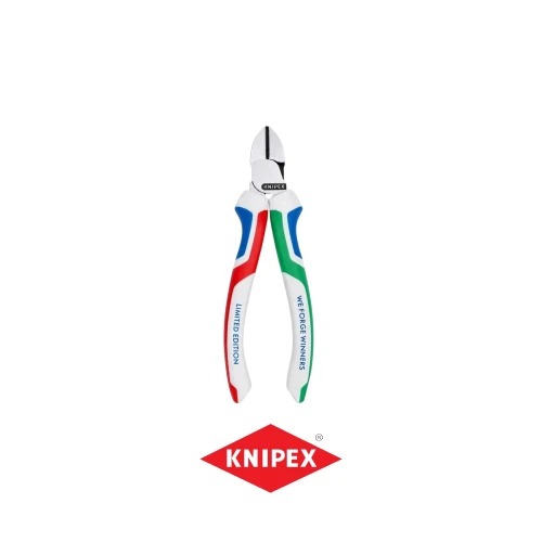 KNIPEX 70 02 160 S8 szczypce tnące boczne 160 mm WE FORGE WINNERS Limited Edition z wielokolorowymi rękojeściami-Photoroom.webp