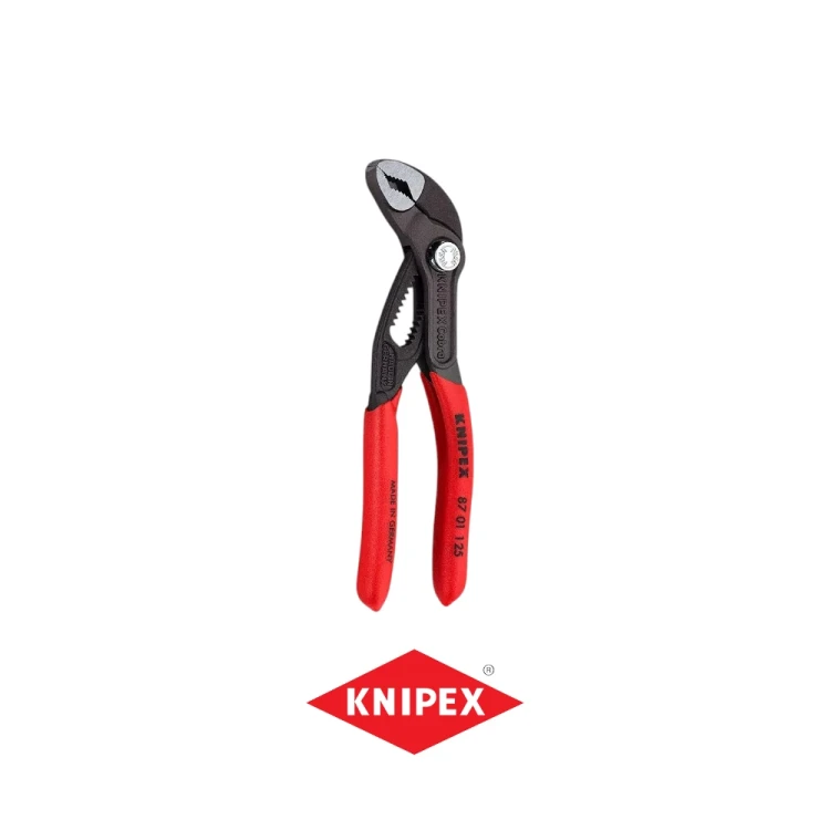 KNIPEX Cobra 87 01 125 szczypce nastawne do rur 125 mm z regulacją przyciskiem i czerwonymi rękojeściami-Photoroom.webp