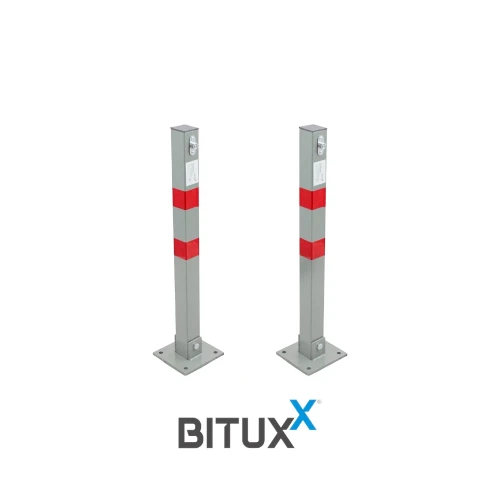 BITUXX HD17721 dwa stalowe słupki parkingowe składane 65 cm z zamkami na klucz do zabezpieczenia miejsc parkingowych-Photoroom.webp
