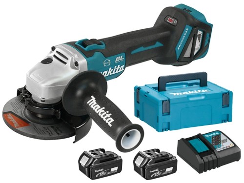 Makita DGA513RTJ szlifierka kątowa akumulatorowa 125 mm 18V LXT z dwoma akumulatorami 5,0 Ah i MAKPAC