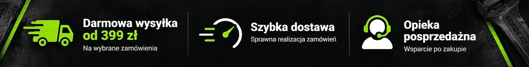 Darmowa wysyłka od 399 zł, szybka dostawa i opieka posprzedażna w sklepie Vordexo.pl