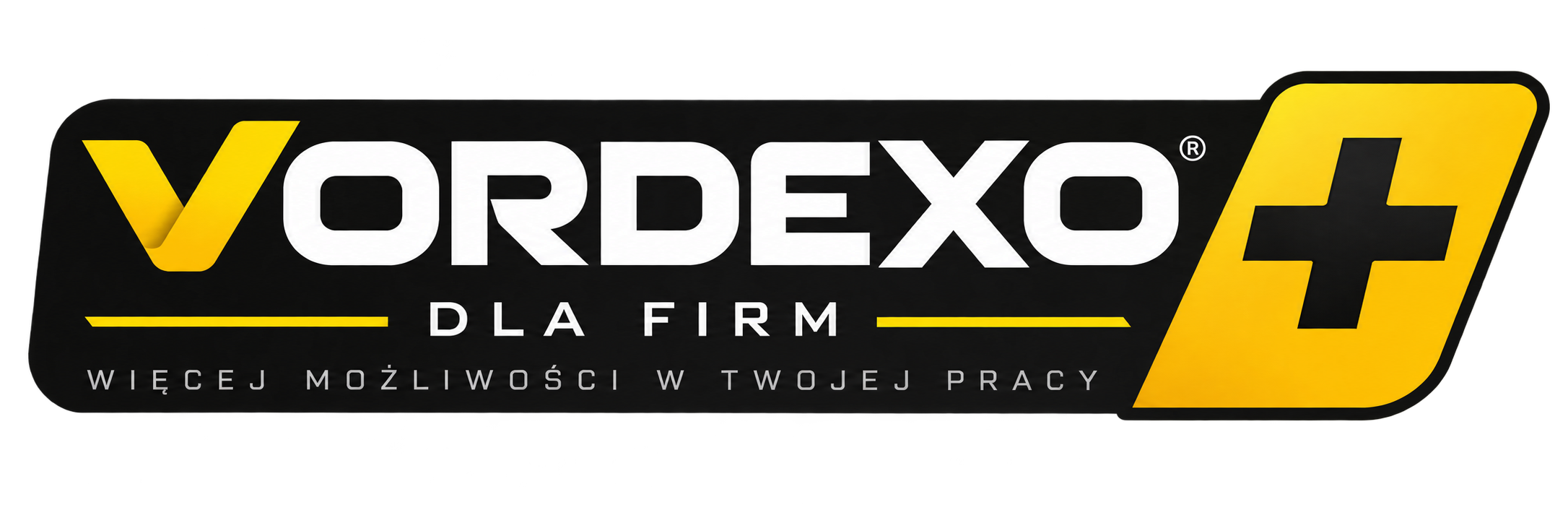 Logo Vordexo+ dla Firm – oznaczenie produktów objętych programem specjalnych warunków, wsparcia serwisowego i korzyści dla klientów biznesowych