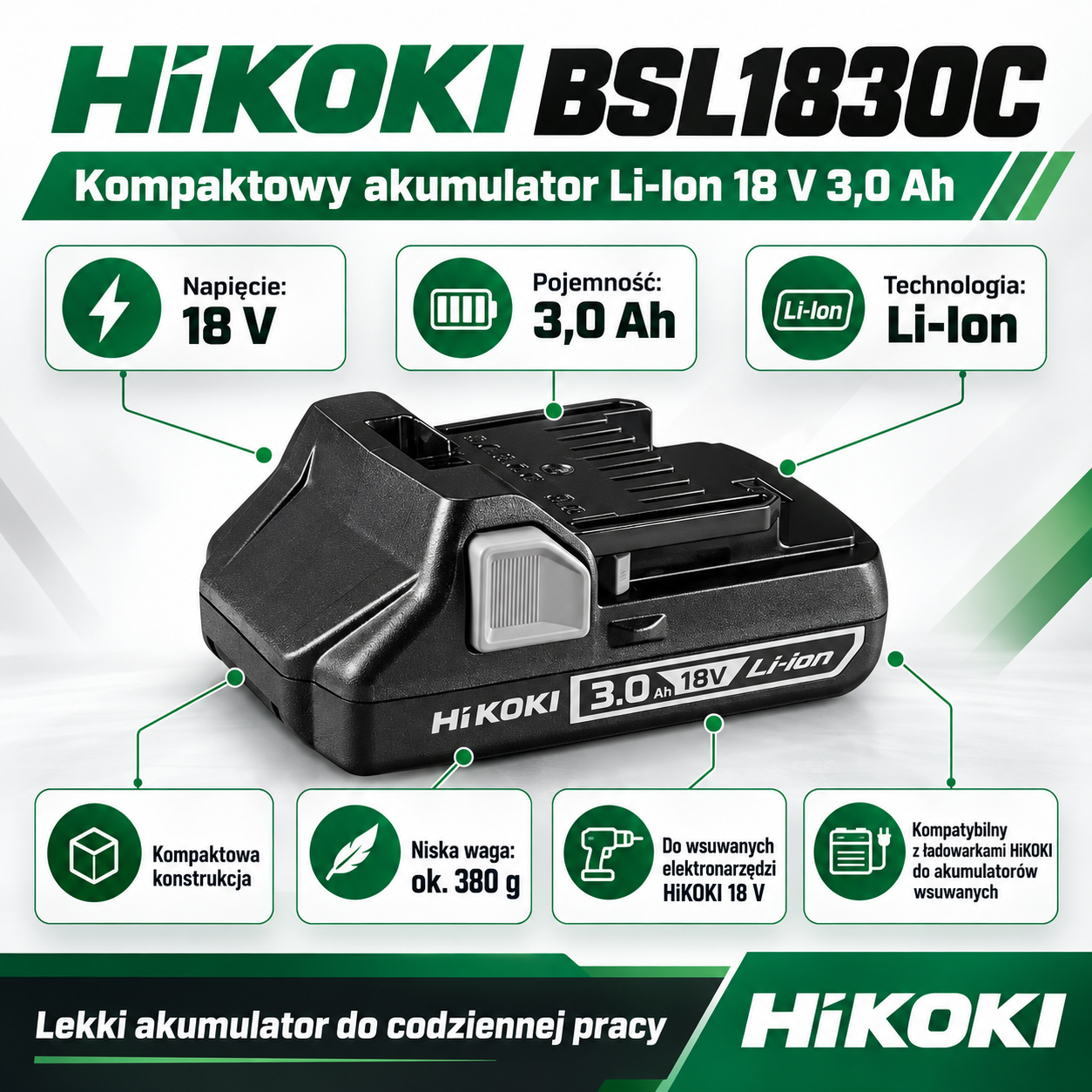 HiKOKI BSL1830C akumulator Li-Ion 18 V 3,0 Ah 339783