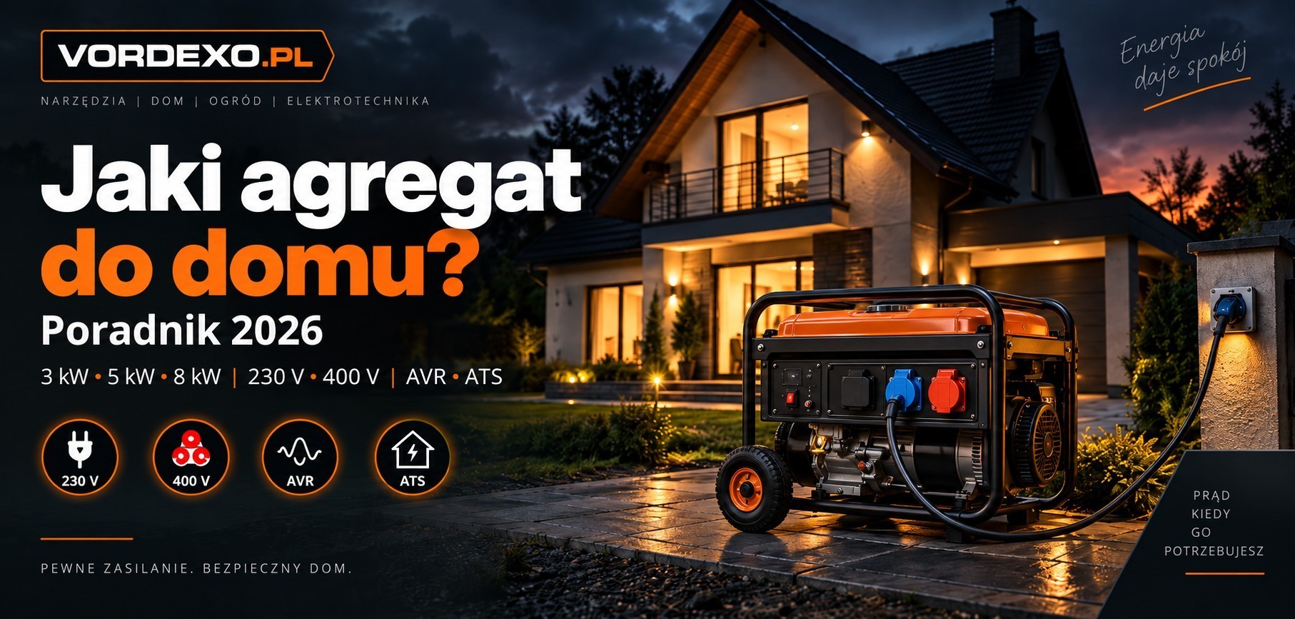 Jaki agregat prądotwórczy do domu wybrać w 2026 – agregat 3 kW, 5 kW i 8 kW, 230 V, 400 V, AVR i ATS