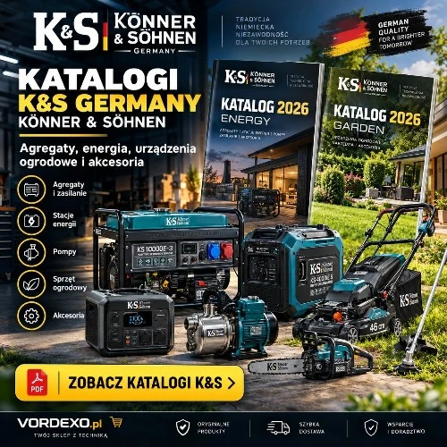 Katalogi K&S Germany / Könner & Söhnen 2026 – agregaty prądotwórcze, stacje energii, pompy, sprzęt ogrodowy i akcesoria.