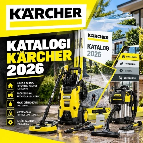 Katalogi Kärcher 2026 – urządzenia Home & Garden, sprzęt Professional, myjki ciśnieniowe, odkurzacze, akcesoria i części zamienne.