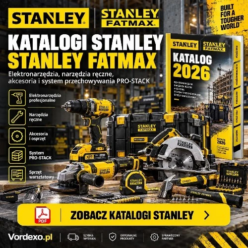 Katalogi STANLEY i STANLEY FATMAX 2026 – elektronarzędzia, narzędzia ręczne, akcesoria, system PRO-STACK i wyposażenie warsztatu.