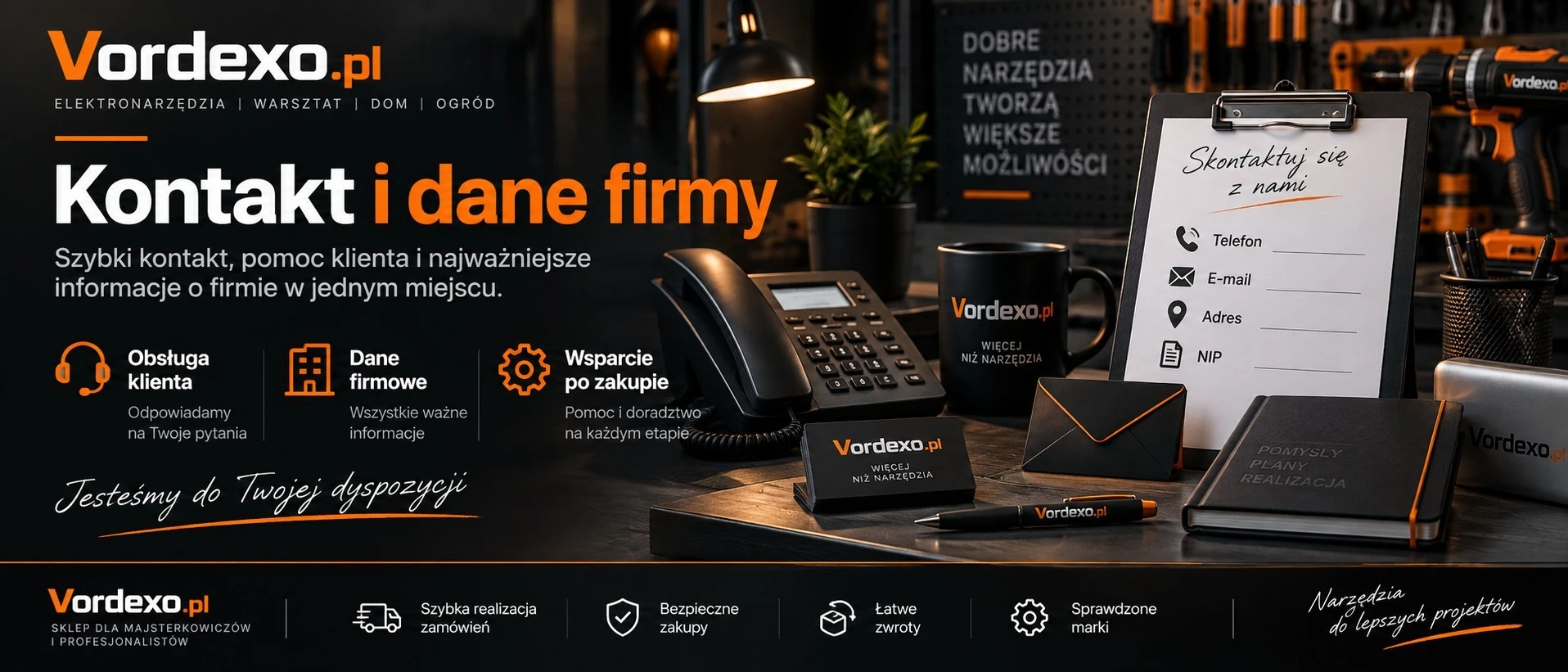 Kontakt i dane firmy Vordexo.pl – obsługa klienta, telefon, e-mail, adres firmy i wsparcie po zakupie