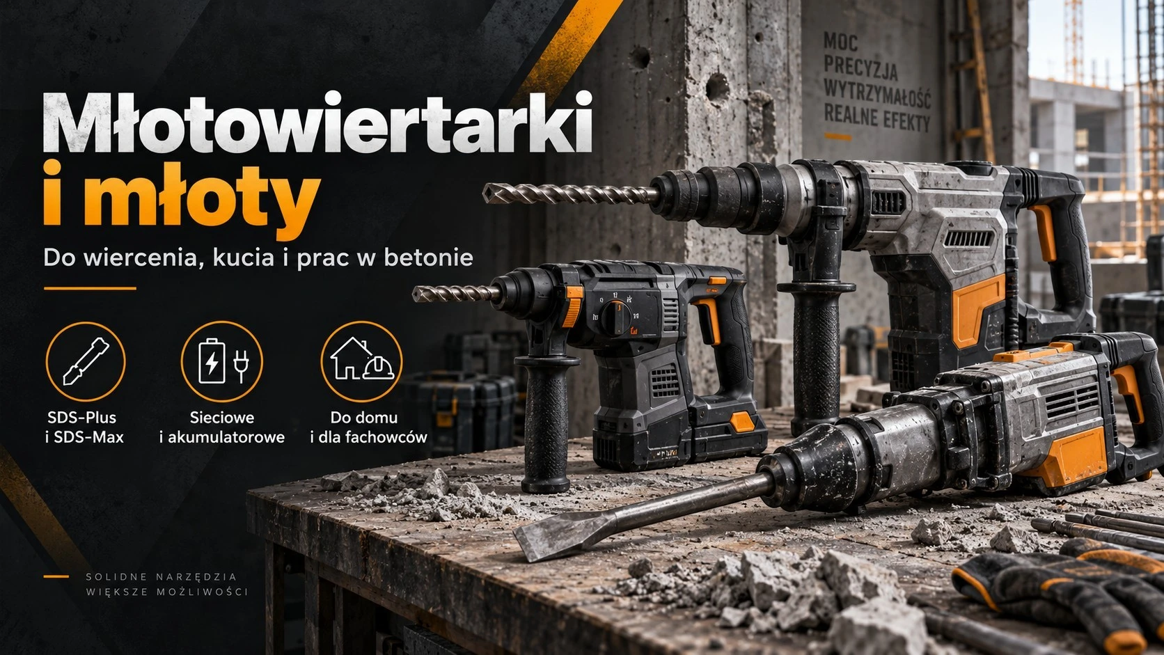Młotowiertarki i młoty SDS-Plus oraz SDS-Max do wiercenia, kucia i prac w betonie