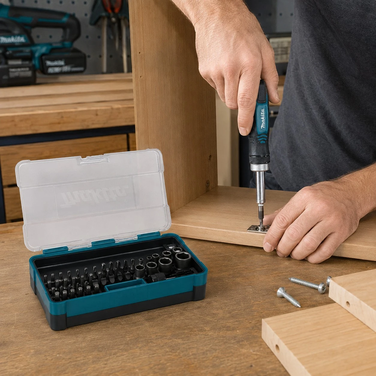 Makita B-36170 zestaw końcówek PH PZ Torx SQ i nasadek 5–11 mm