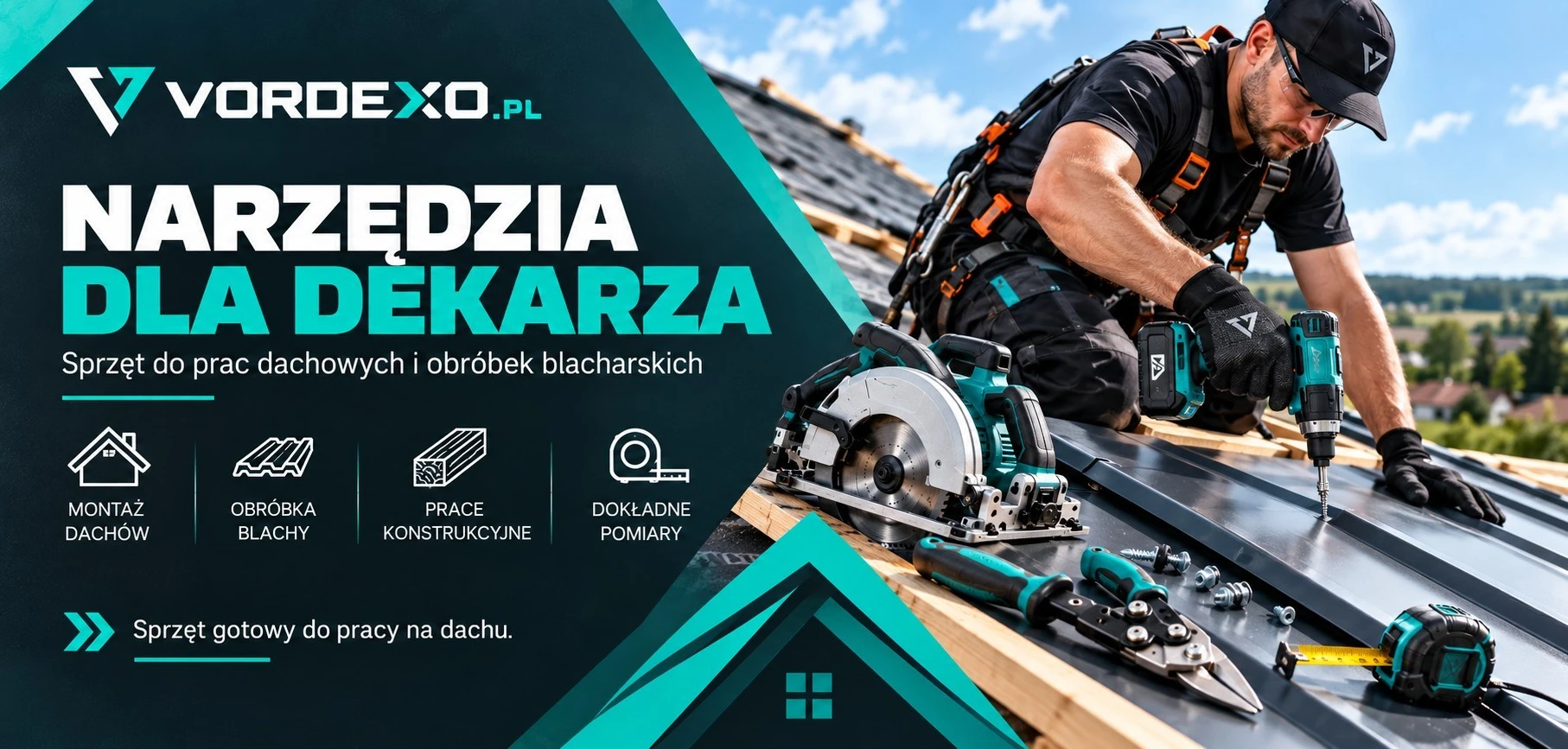 Narzędzia dla dekarza – wkrętarka, pilarka tarczowa, nożyce do blachy i sprzęt pomiarowy do prac dachowych | Vordexo.pl