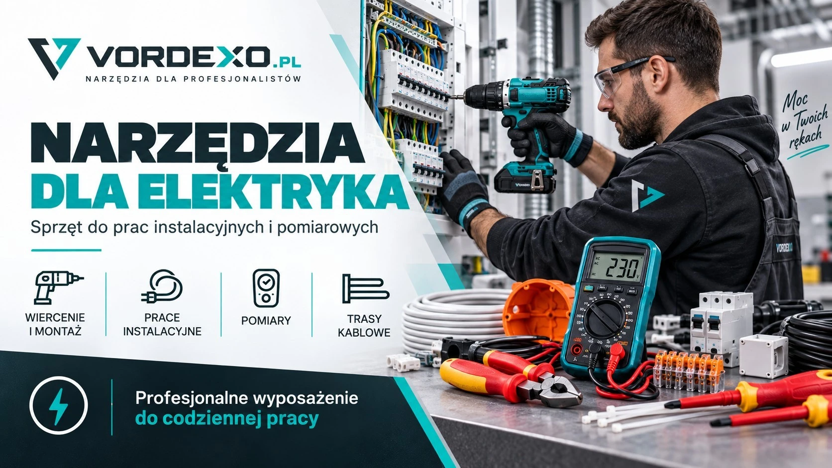 Narzędzia dla elektryka – wiertarko-wkrętarka, multimetr, szczypce i osprzęt do prac instalacyjnych, montażowych i pomiarowych | Vordexo.pl