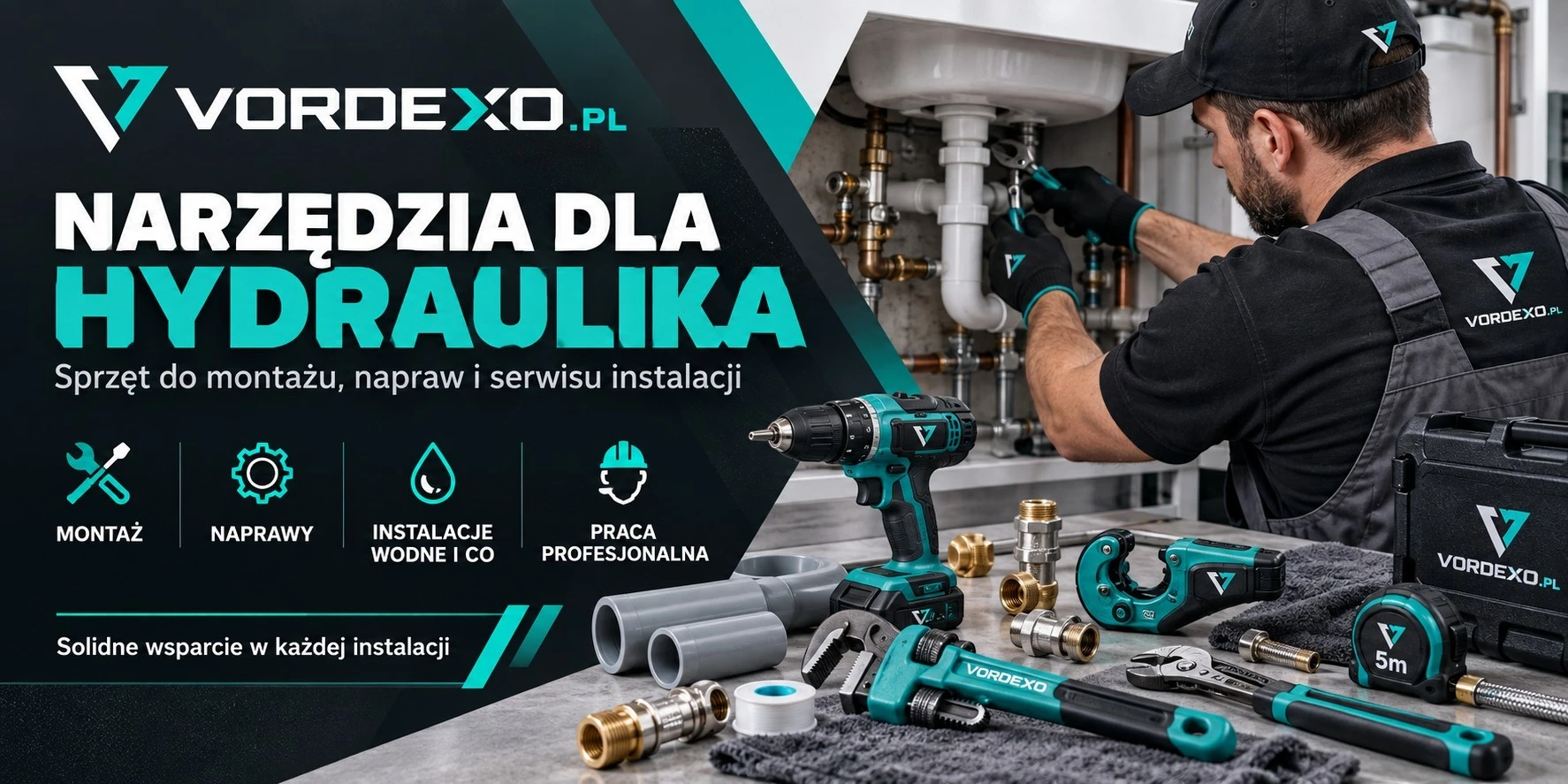 Narzędzia dla hydraulika – wkrętarko-wkrętarka, klucze, obcinak do rur i osprzęt do montażu, napraw oraz serwisu instalacji wodnych i CO | Vordexo.pl
