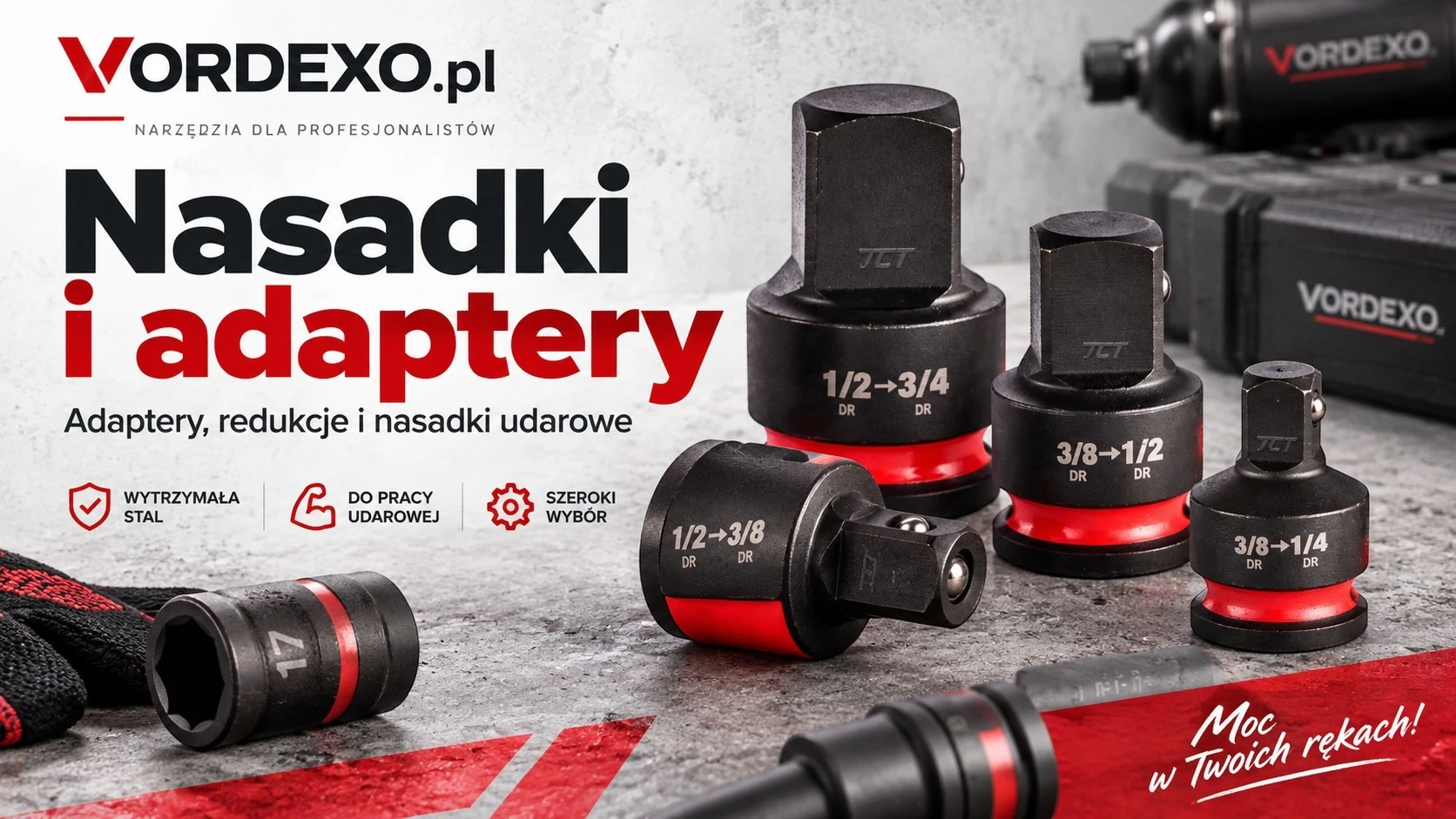 Nasadki i adaptery do kluczy udarowych – adaptery, redukcje i nasadki udarowe Vordexo.pl