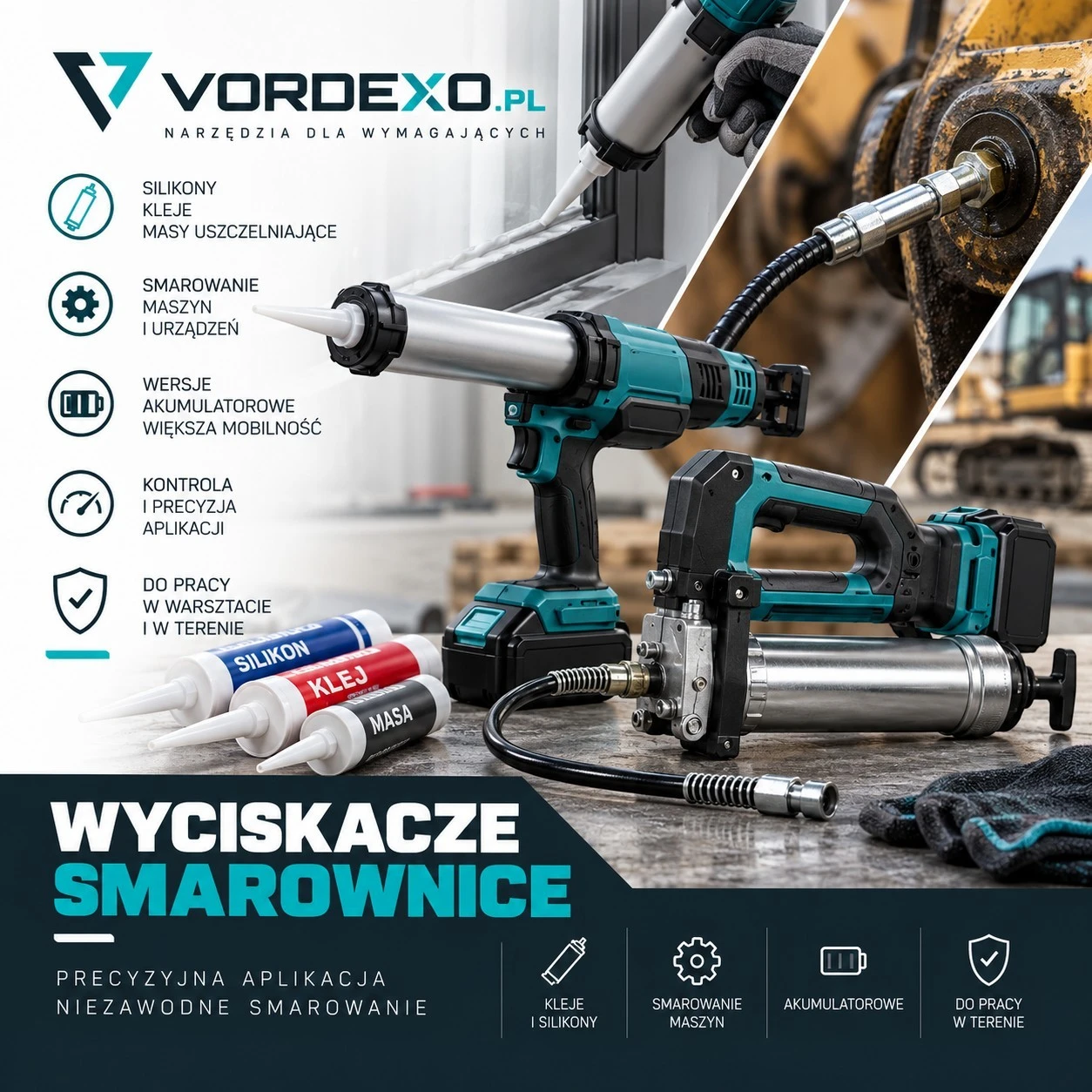 Wyciskacze i smarownice akumulatorowe – do mas, klejów i smarowania