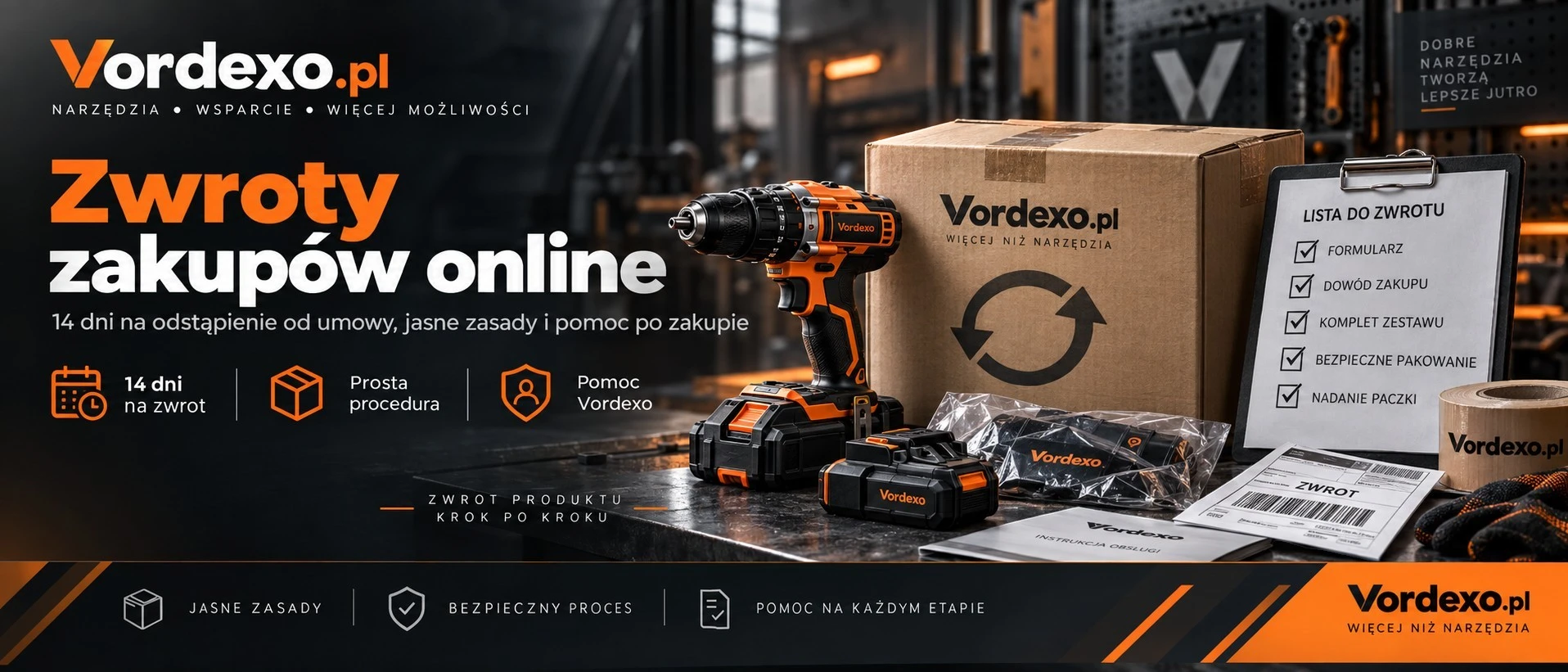 Zwroty elektronarzędzi w Vordexo.pl – odstąpienie od umowy i zwrot zakupów online
